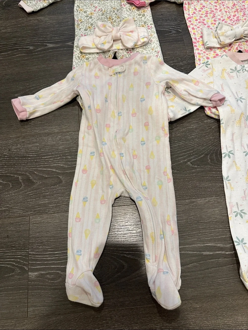 Baby Girls' Sleepers Set with Headbands bundle lot